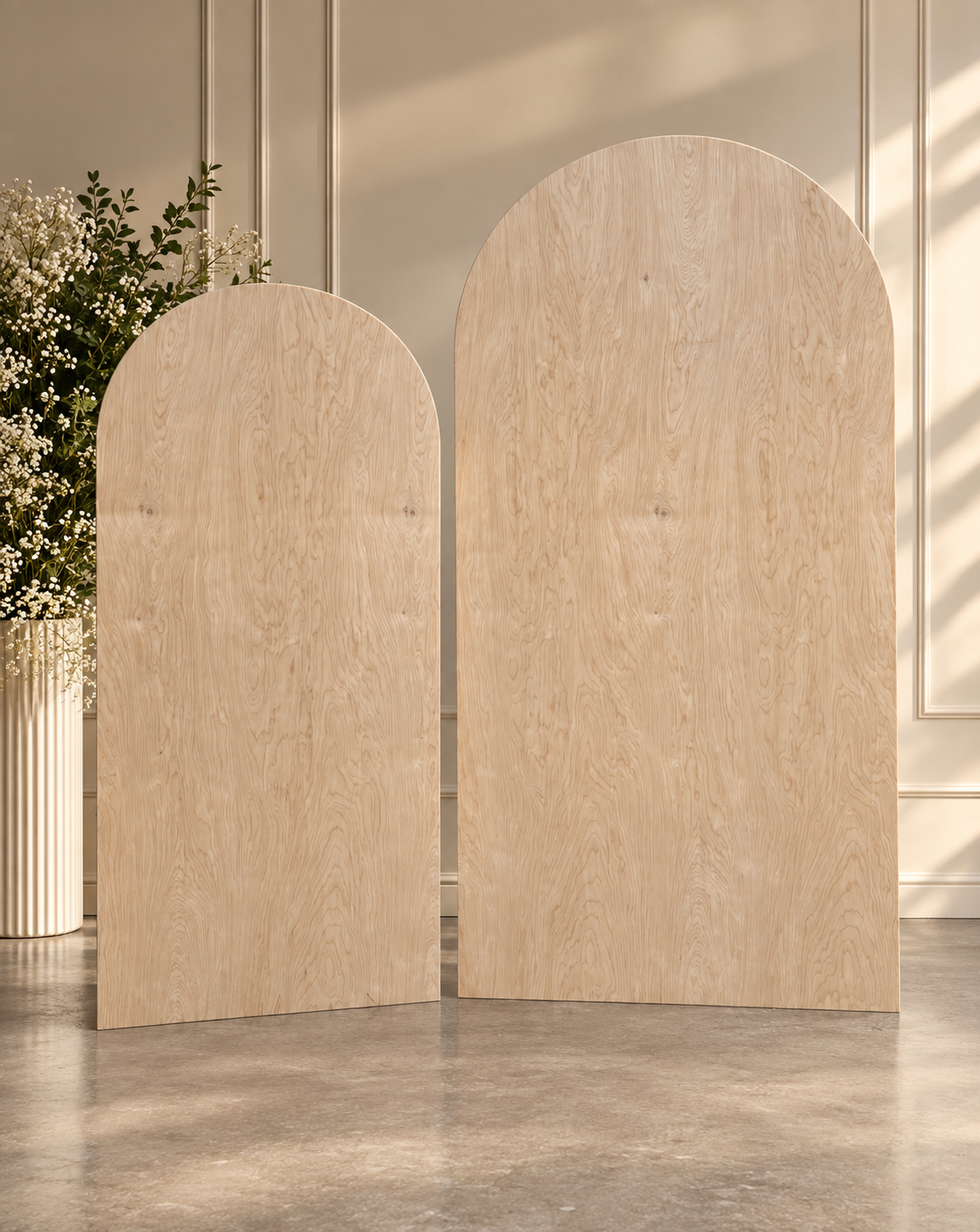 Rounded wooden arch backdrop set